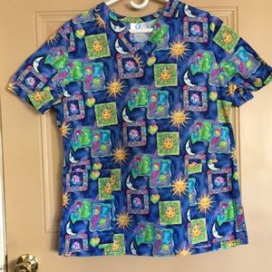 Scrub Top Celestial Design